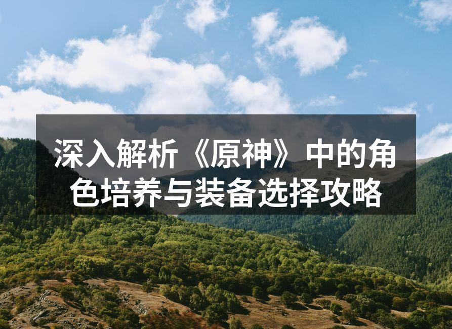 深入解析《原神》中的角色培养与装备选择攻